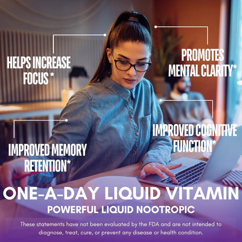 Tropical Oasis - Brain Power Liquid Nootropic Supplement for Mental Clarity, Focus, and Memory Retention (Unflavored,
