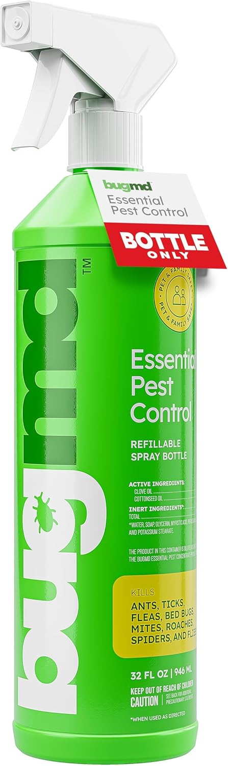 BugMD 32 oz. Empty Refillable Spray Bottle for Pest Control Essential Oil Concentrate, 3 Spray Modes