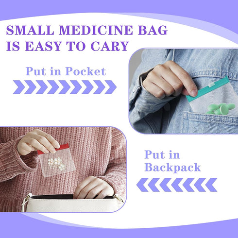 hongliang Lock,14 Set 7 Reusable Pill Pouches with Slide Piece Zippered Pill Bags for Travel Organizer Medicine Qtips