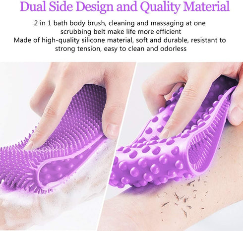 Inmorven Back Scrubber for Shower, Extra Long Silicone Exfoliating Body Brush with Handle for Men and Women (30