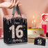 SUNDECO 16 16th Sweet Birthday Gift Bag - Large Rose Gold and Black Party Decorations with Tissue Paper, Birthday Card