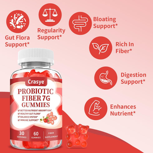 Gummies Gummy Immune 60 Gummies Fiber for Adults, Probiotic Fiber Sugar Free Fiber Supplement for Women Men Digestive
