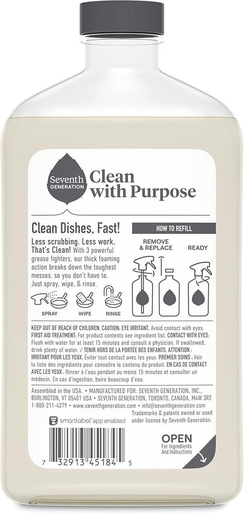 Seventh Generation Foaming Dish Spray, Honey Crisp Apple, 16 Fl Oz (Pack of 3), Refill Pack