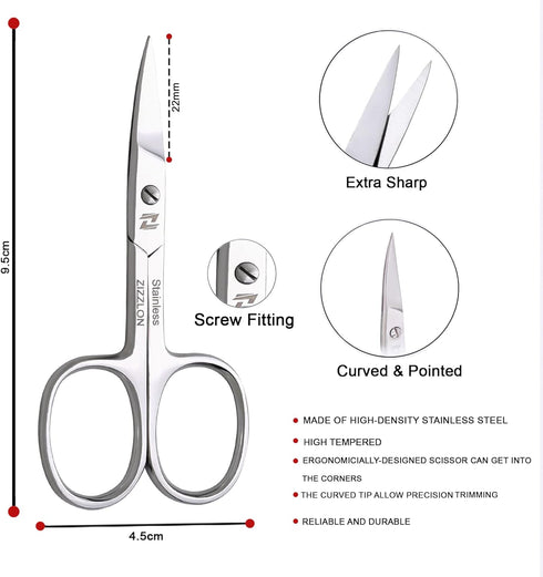 Professional Stainless Steel Eyebrow Scissors for Men and Women - Small Facial Hair Grooming Scissors for Mustache,