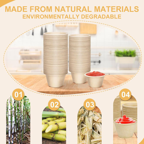 4oz Small Paper Bowl, 150 Pack Disposable Chili Bowls, Compostable Bagasse Fiber Bowls for Condiments