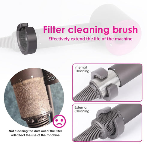 Upgraded Hair Dryer Filter Mesh Replacement for Dyson Supersonic HD01 HD03 HD08 Models, with Cleaning Brush (Black)