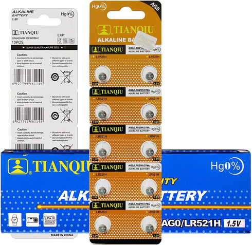 Tianqiu 10PCS Ag0 Lr521 379 Sr521Sw Alkaline Battery