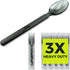 3X Heavy Duty Plastic Spoons Individually Wrapped, 100 Pack Black Disposable Spoons Bulk for Event Catering