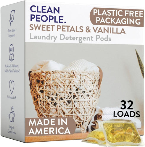 The Clean People Laundry Detergent Pods, Hypoallergenic, Sweet Petals, 32 Pack