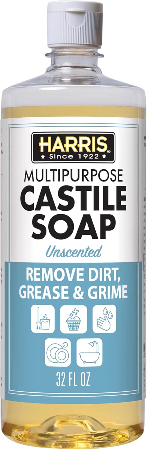 HARRIS Multi-Purpose Pure Liquid Castile Soap for Home Cleaning, Multi-Purpose Cleaner, For Dish