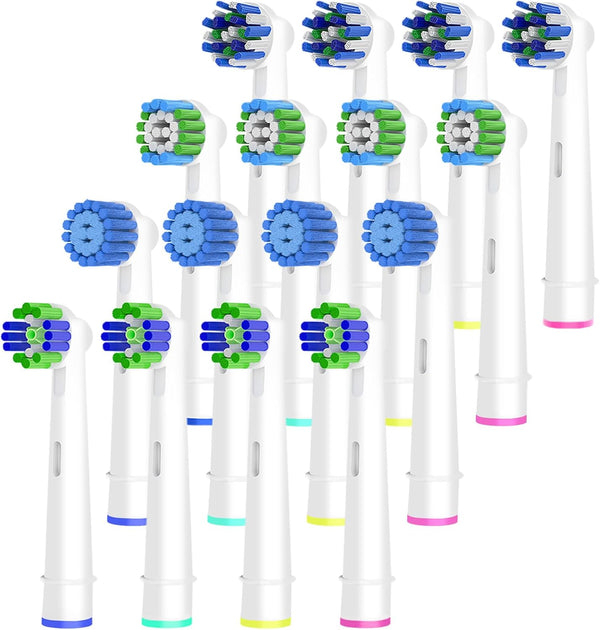 16pcs Replacement Brush Heads for Oral B Electric Toothbrushes, Pack of 4 Precision Clean, 4 Cross Clean, 4 3D
