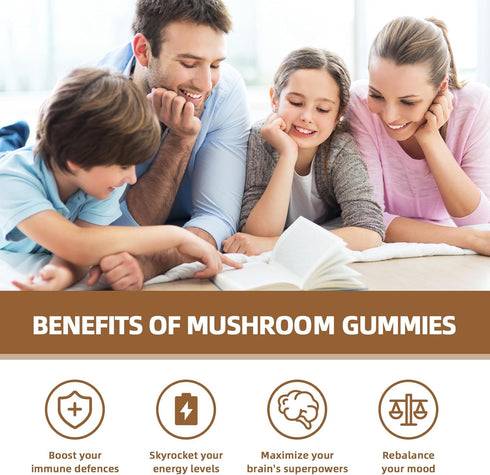 Gummies 60CT Mushroom Supplement with Ashwagandha - Lion Mane Mushroom Supplement for Adults Kids with Reishi Cordyceps