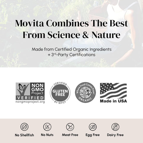 Movita Women's Daily Multivitamin - Organic, Vegan-Friendly, Gluten-Free, & Non-GMO, 30 Day Supply (Glass Bottle)