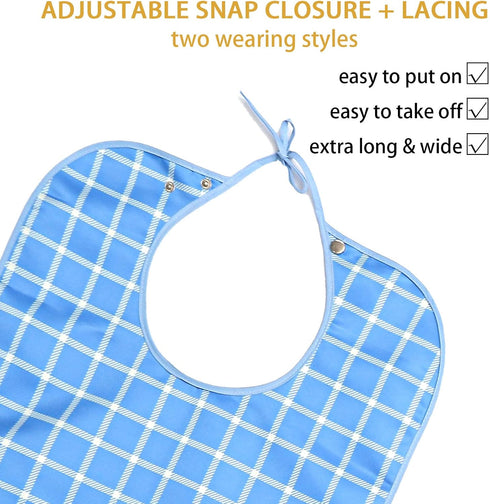 Pafusen Adult Bibs for Men - Waterproof Clothing Protector for Adults - Reusable Large Feeding Bibs for Men with Crumb