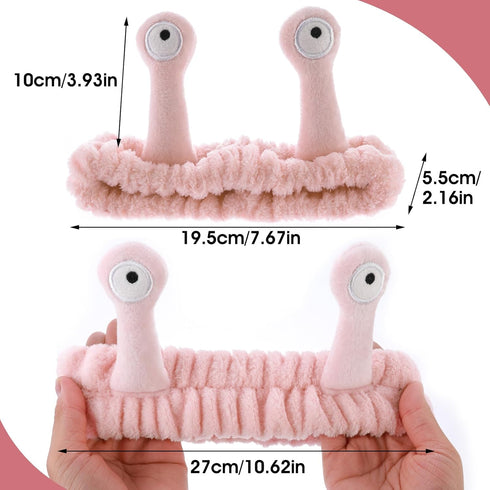 Spa Headband Facial Makeup Head Band, Microfiber Coral Fleece Snail Cartoon Hair Accessories for Washing Face (Pink)