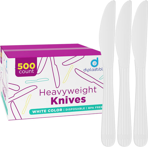 Heavy Duty Plastic Knives, Disposable Plastic Utensils for Parties, Celebrations, and Events, Pack of 500