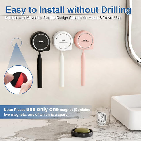 UV Toothbrush Sanitizer Holder - Portable Toothbrush Cleaner Case with Fan Drying, Fits Most Electric Manual