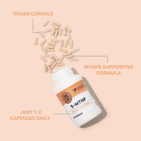 Vimergy 5-MTHF Capsules - Supports Brain & Cardiovascular Health, Promotes Energy Production, Kosher, Vegan, Gluten-Free
