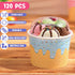 Jingmore 120 Pack 6 oz 5 Summer Ice Cream Paper Cups with Lids Disposable Ice Cream Bowls Paper Treat Dessert Cups