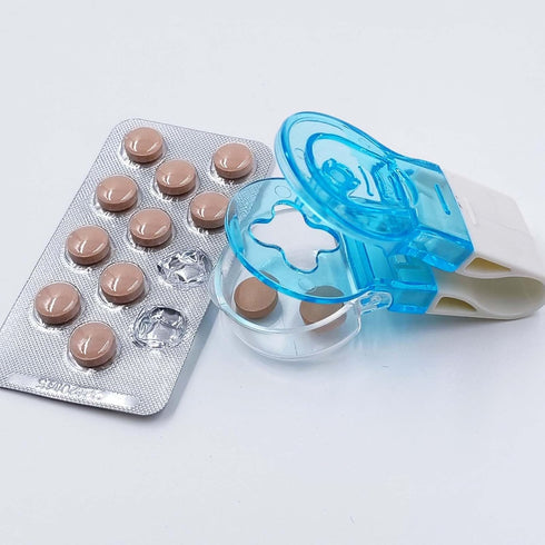 Pills Taker 2pcs Tablet Puncher Pill Blister Package Opener, Gray x1 + Blue x1