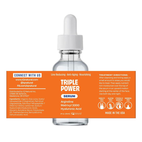 IQ Natural Argireline & Matrixyl 3000 Serum - Anti-Aging Peptide Serum for Face, Hydrating for Women and Men, 1oz.