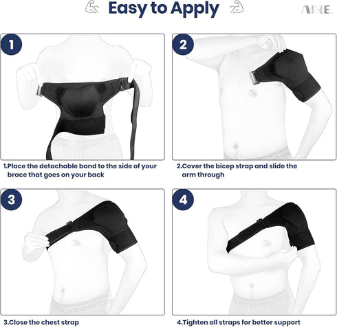 AIRE Shoulder Brace for Men and Women, Adjustable Shoulder Support for Rotator Cuff, AC Joint Pain Relief, Arm Sling