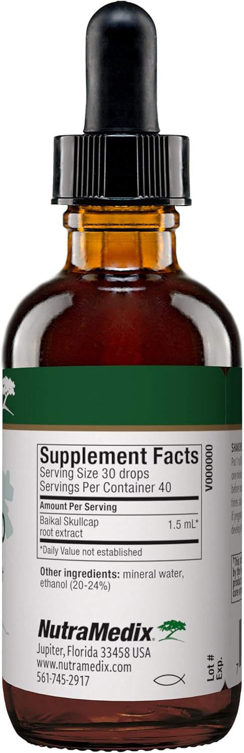 NutraMedix Baikal Skullcap Tincture, Daily Supplement for Heart Health & Immune Support, 2 oz