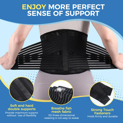 Back Support Brace for Posture with Stretchable Belt, Upgraded High-elastic Straps, Lumbar Brace for Lower Back Pain
