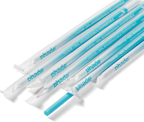 phade Eco-Friendly 7.75" Jumbo Drinking Straws, 375 Count, Sustainable Biodegradable Individually Wrapped