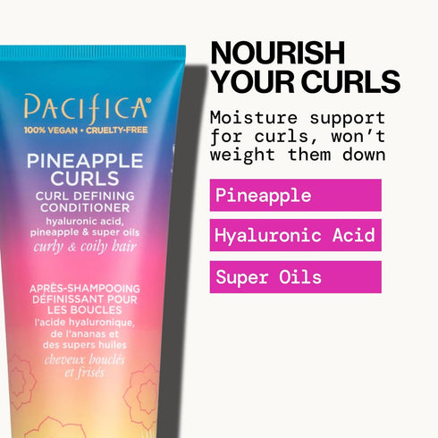 Pacifica Beauty Pineapple Curls Defining Natural Conditioner, For Curly, Coily and Textured Hair Types, 100% Vegan