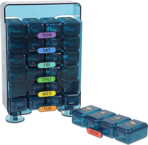 VALICLUD Portable Weekly Pill Organizer Medicine Case with Morning Afternoon Evening Reminder