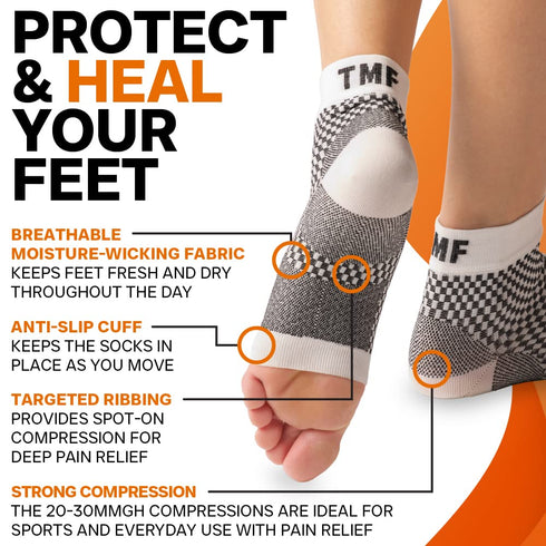 Plantar Fasciitis Socks Foot Sleeve & Compression Socks for Women - Ankle & Arch Support - Fit Guaranteed XL