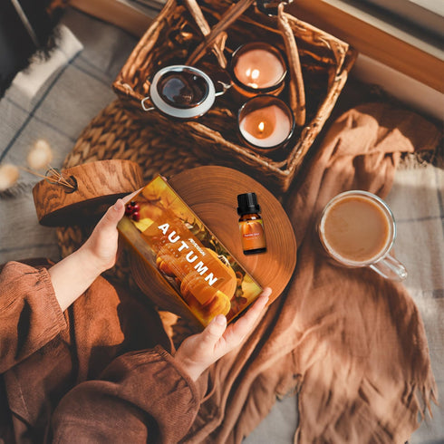 Autumn Fragrance Oil Set, Premium Fall Essential Oils for Diffuser and Candle Making - Pumpkin Spice, Cinnamon, and More