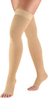 Truform Compression Stockings for Men and Women, 30-40 mmHg, Thigh High, Dot-Top, Open Toe, Beige, Medium