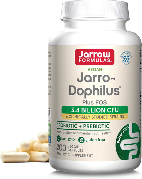 Jarrow Formulas Jarro-Dophilus + FOS, 3.4 Billion CFU, Prebiotic & Probiotics Supplement for Immune & Intestine