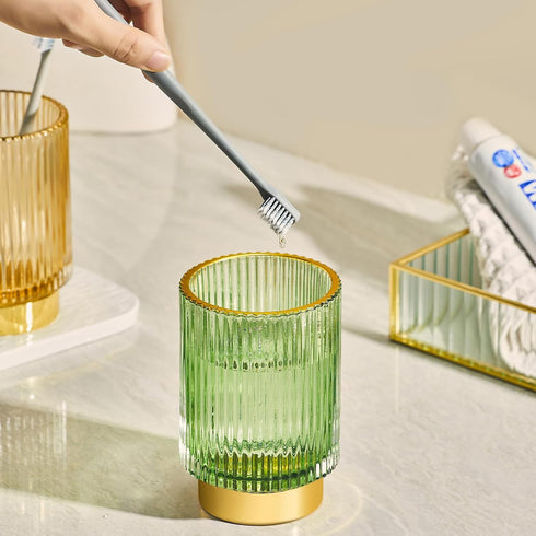Makeup Brush Holder Organizer, Multifunctional Vintage Glass Cup for Desk, Toothbrush Holders, Pen Holder