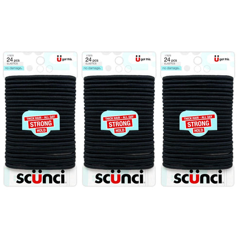 Scunci Effortless Beauty Black Thick Hair No-Damage Elastics - 72 Count