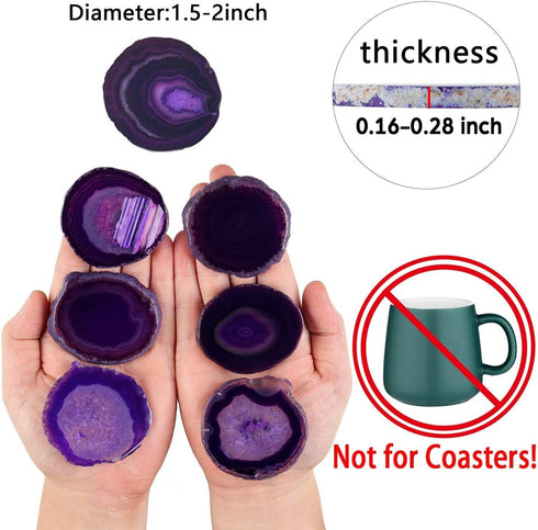 rockcloud 10 Pcs Agate Light Table Slices, Irregular Geode Stones for Home Decoration, Jewelry Making, Round, Purple