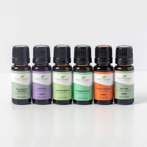Set 6 10 mL (1/3 oz) 100% Plant Therapy Breathe Easy Essential Oil of Bottles Each, Lavender, Eucalyptus, Peppermint