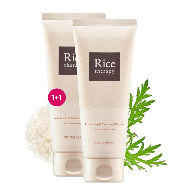 Rice Therapy Artemisia Cleanser, 5.1+5.1fl oz, Pack of 2, Gentle Moisturizing Face Wash
