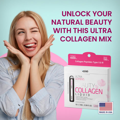 VPLab Ultra Women's Beauty Liquid Collagen - Biotin-Infused Multivitamin Complex with Peptides Type I & III Supplement