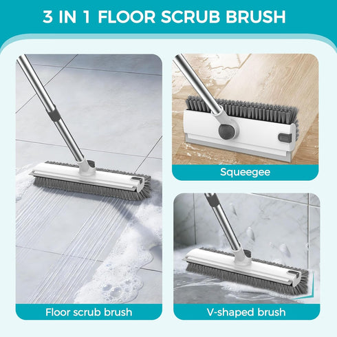 SetSail 3 1 54-in Floor Scrub Brush, in Floor Scrub Brush with Adjustable Long Handle and Scraper Heavy Duty Stiff