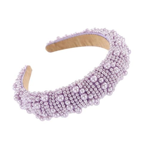 Jeweled Beaded Pearl Headbands for Women and Girls, Thick Padded Fashion Bridal Headband, Wedding Birthday Hair