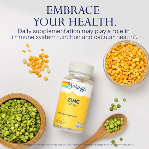 Solaray Zinc 50 mg Immune Support Capsules, 100 Count, Vegan, Pumpkin Seed