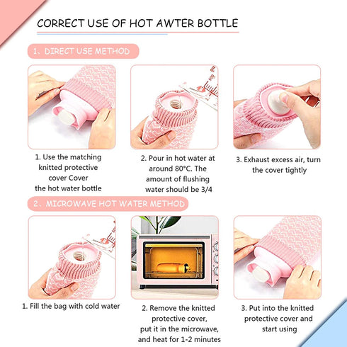 Redify Small Hot Water Bottle Bag for Hot & Cold Compress with Cover,Microwave Heating Soft Environment-Friendly