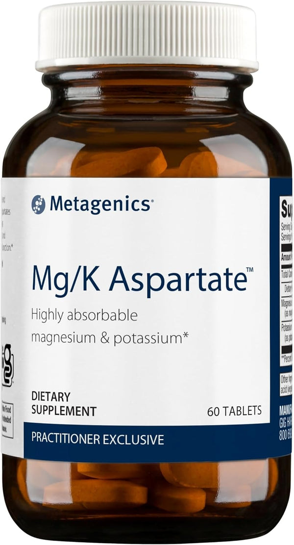 Metagenics Mg/K Aspartate - Electrolyte Supplement with Potassium & Magnesium Aspartate - 60 Tablets, Non-GMO