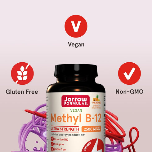 Jarrow Formulas Ultra Strength Methyl B-12 - Dietary Supplement for Cellular Energy, 100 Chewable Tablets