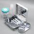 Contact Lens Case with Cleaner Washer, Portable Cute Eye Contacts Applicator Removal Tool Kit with Mirror (Silver)
