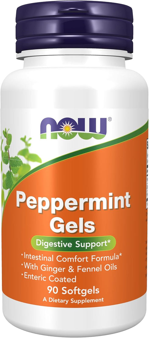 NOW Foods Peppermint Gels with Ginger & Fennel Oils, 90 Softgels, Digestive Support*