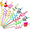 24pcs Farm Animals Party Favor Straws, Reusable Drink Birthday Party Straws, Chicken Sheep Horse Cow Pig Farm Party